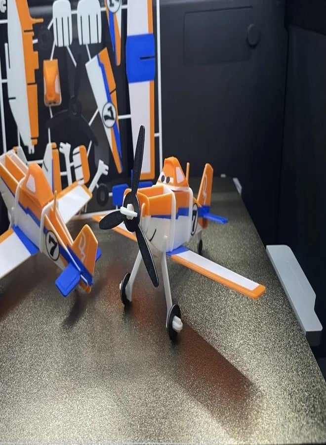 3D Craft DIY Model Airplane Kit, Orange and White Colour, Plastic Construction - Image 3